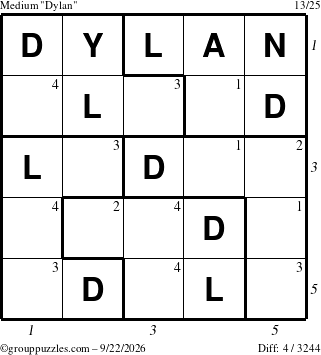 The grouppuzzles.com Medium Dylan puzzle for Tuesday September 22, 2026 with all 4 steps marked