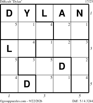 The grouppuzzles.com Difficult Dylan puzzle for Tuesday September 22, 2026 with all 5 steps marked