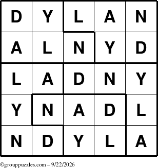 The grouppuzzles.com Answer grid for the Dylan puzzle for Tuesday September 22, 2026