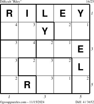 The grouppuzzles.com Difficult Riley puzzle for Friday November 15, 2024 with all 4 steps marked