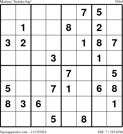 The grouppuzzles.com Medium Sudoku-8up puzzle for Friday November 15, 2024