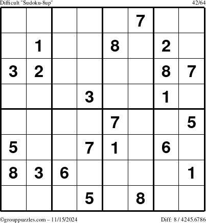 The grouppuzzles.com Difficult Sudoku-8up puzzle for Friday November 15, 2024