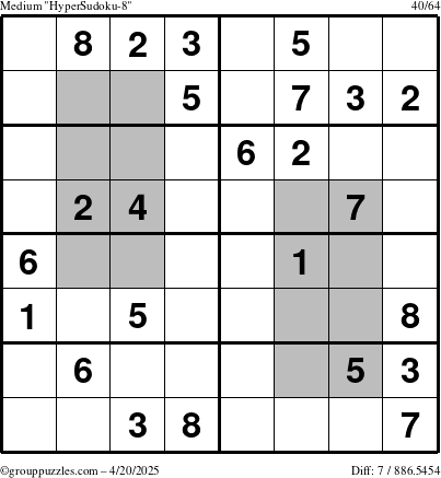 The grouppuzzles.com Medium HyperSudoku-8 puzzle for Sunday April 20, 2025