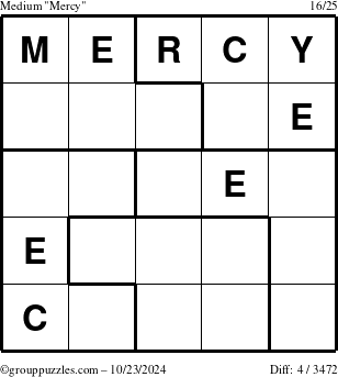 The grouppuzzles.com Medium Mercy puzzle for Wednesday October 23, 2024