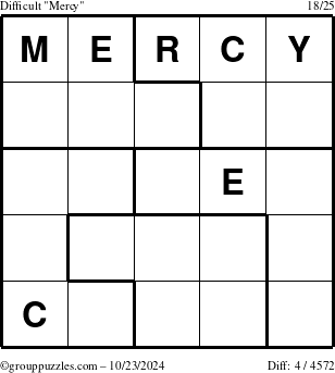 The grouppuzzles.com Difficult Mercy puzzle for Wednesday October 23, 2024