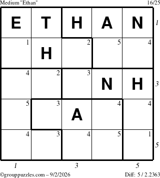 The grouppuzzles.com Medium Ethan puzzle for Wednesday September 2, 2026 with all 5 steps marked