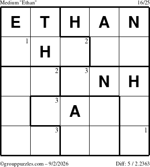 The grouppuzzles.com Medium Ethan puzzle for Wednesday September 2, 2026 with the first 3 steps marked