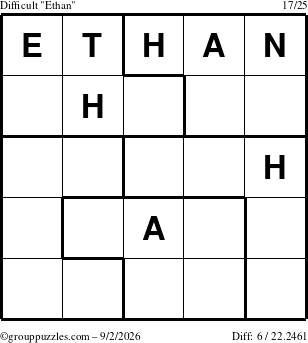 The grouppuzzles.com Difficult Ethan puzzle for Wednesday September 2, 2026