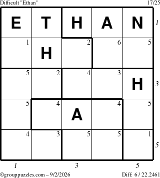 The grouppuzzles.com Difficult Ethan puzzle for Wednesday September 2, 2026 with all 6 steps marked