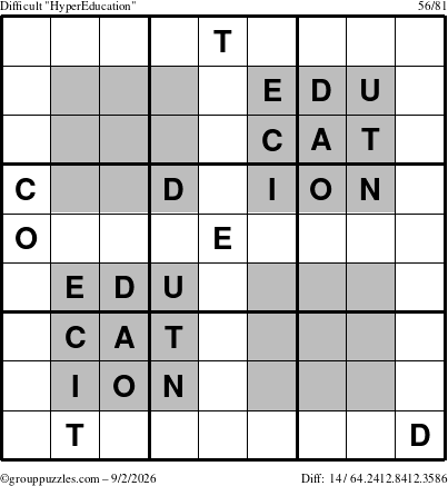 The grouppuzzles.com Difficult HyperEducation-i23 puzzle for Wednesday September 2, 2026