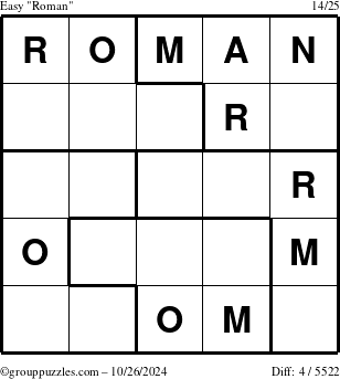 The grouppuzzles.com Easy Roman puzzle for Saturday October 26, 2024