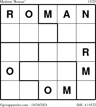 The grouppuzzles.com Medium Roman puzzle for Saturday October 26, 2024