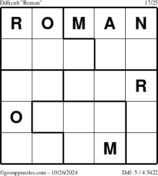 The grouppuzzles.com Difficult Roman puzzle for Saturday October 26, 2024