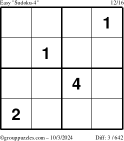 The grouppuzzles.com Easy Sudoku-4 puzzle for Thursday October 3, 2024