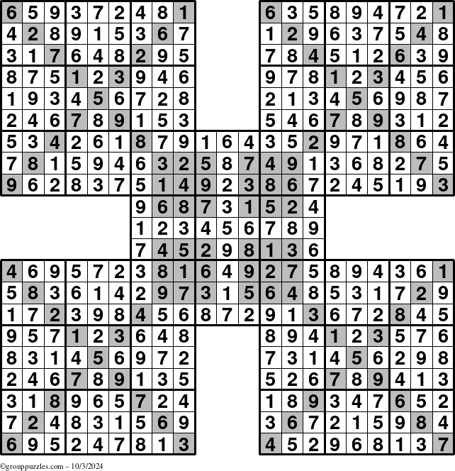 The grouppuzzles.com Answer grid for the cover-HyperXtreme puzzle for Thursday October 3, 2024