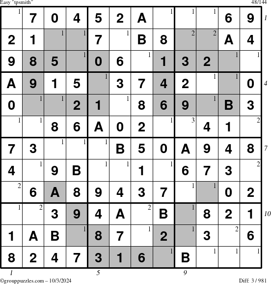 The grouppuzzles.com Easy tpsmith puzzle for Thursday October 3, 2024 with all 3 steps marked