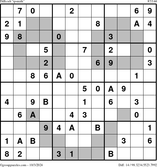 The grouppuzzles.com Difficult tpsmith puzzle for Thursday October 3, 2024