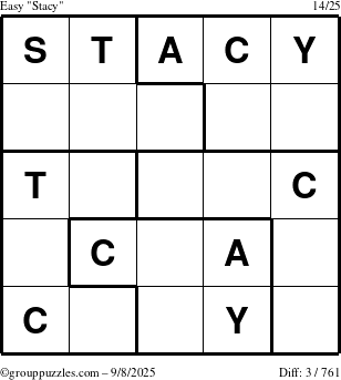 The grouppuzzles.com Easy Stacy puzzle for Monday September 8, 2025