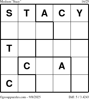 The grouppuzzles.com Medium Stacy puzzle for Monday September 8, 2025
