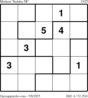 The grouppuzzles.com Medium Sudoku-5B puzzle for Monday September 8, 2025