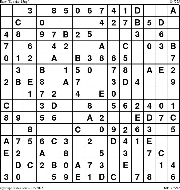 The grouppuzzles.com Easy Sudoku-15up puzzle for Monday September 8, 2025