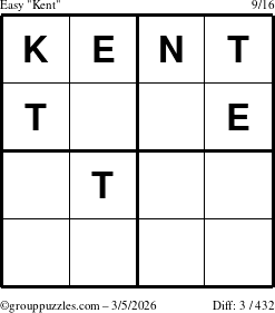 The grouppuzzles.com Easy Kent puzzle for Thursday March 5, 2026
