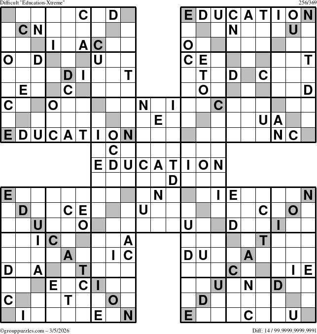 The grouppuzzles.com Difficult Education-Xtreme puzzle for Thursday March 5, 2026