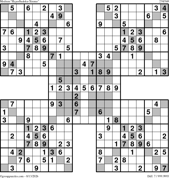 The grouppuzzles.com Medium cover-HyperXtreme puzzle for Thursday August 13, 2026