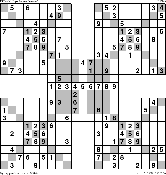 The grouppuzzles.com Difficult cover-HyperXtreme puzzle for Thursday August 13, 2026