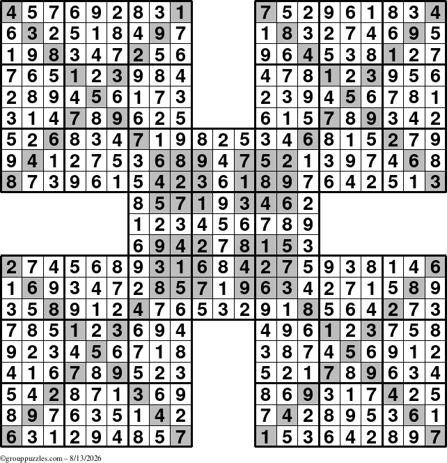 The grouppuzzles.com Answer grid for the cover-HyperXtreme puzzle for Thursday August 13, 2026