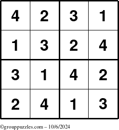 The grouppuzzles.com Answer grid for the Sudoku-4 puzzle for Sunday October 6, 2024