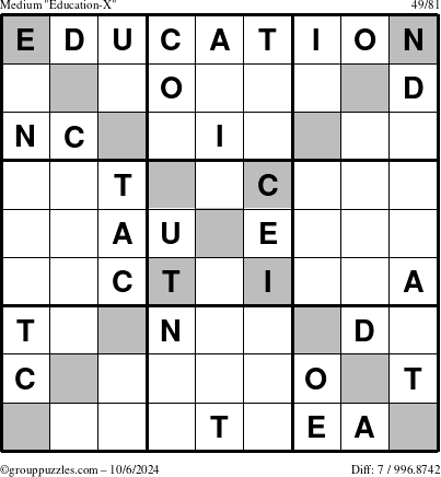 The grouppuzzles.com Medium Education-X puzzle for Sunday October 6, 2024