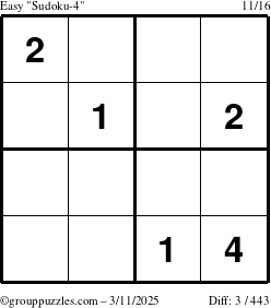 The grouppuzzles.com Easy Sudoku-4 puzzle for Tuesday March 11, 2025