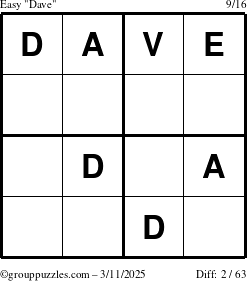 The grouppuzzles.com Easy Dave puzzle for Tuesday March 11, 2025