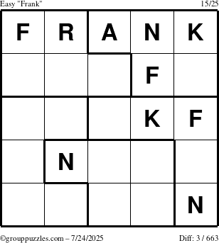 The grouppuzzles.com Easy Frank puzzle for Thursday July 24, 2025