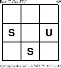 The grouppuzzles.com Easy TicTac-STU puzzle for Thursday July 24, 2025