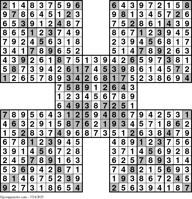 The grouppuzzles.com Answer grid for the cover-HyperXtreme puzzle for Thursday July 24, 2025