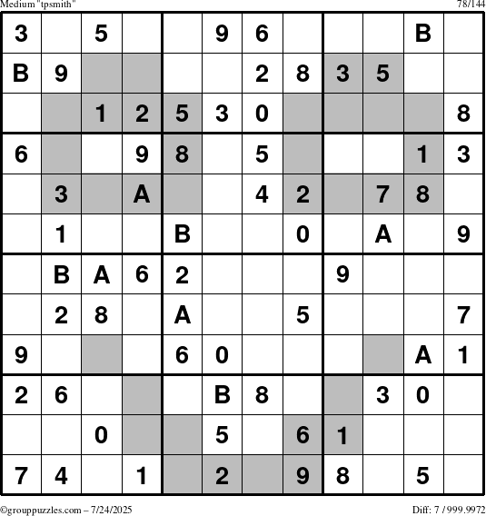 The grouppuzzles.com Medium tpsmith puzzle for Thursday July 24, 2025
