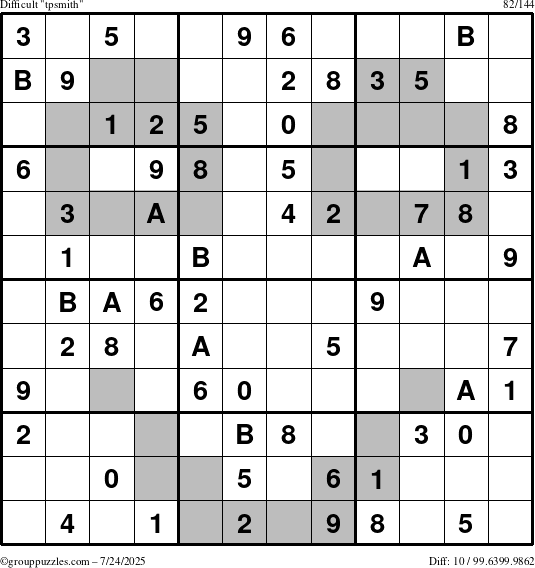 The grouppuzzles.com Difficult tpsmith puzzle for Thursday July 24, 2025