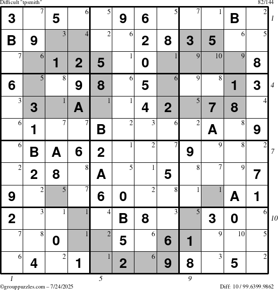 The grouppuzzles.com Difficult tpsmith puzzle for Thursday July 24, 2025, suitable for printing, with all 10 steps marked