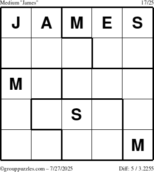 The grouppuzzles.com Medium James puzzle for Sunday July 27, 2025