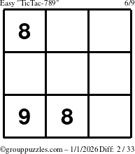 The grouppuzzles.com Easy TicTac-789 puzzle for Thursday January 1, 2026
