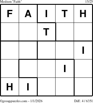 The grouppuzzles.com Medium Faith puzzle for Thursday January 1, 2026