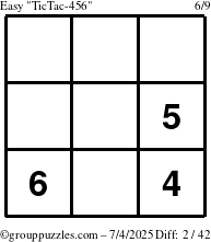 The grouppuzzles.com Easy TicTac-456 puzzle for Friday July 4, 2025
