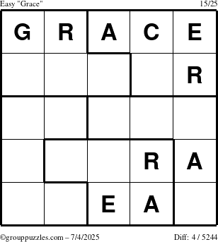 The grouppuzzles.com Easy Grace puzzle for Friday July 4, 2025