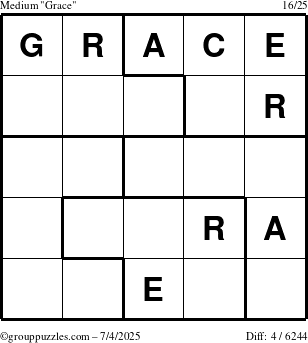 The grouppuzzles.com Medium Grace puzzle for Friday July 4, 2025