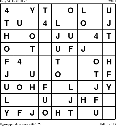 The grouppuzzles.com Easy 4THOFJULY-c1 puzzle for Friday July 4, 2025
