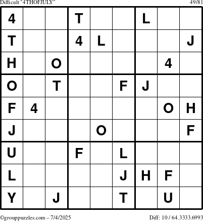 The grouppuzzles.com Difficult 4THOFJULY-c1 puzzle for Friday July 4, 2025