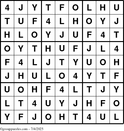The grouppuzzles.com Answer grid for the 4THOFJULY-c1 puzzle for Friday July 4, 2025