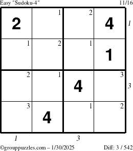 The grouppuzzles.com Easy Sudoku-4 puzzle for Thursday January 30, 2025 with all 3 steps marked